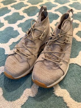 adidas Women’s Beige Knit Lace-Up Athletic Sneakers with Gum Toe